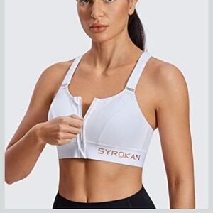 32B White High Impact Sports Bra By Syrokan